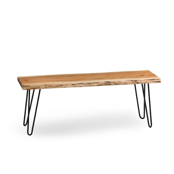 Alaterre Furniture Hairpin Natural Live Edge Wood with Metal 48" Bench, Natural AWDD0420 - main